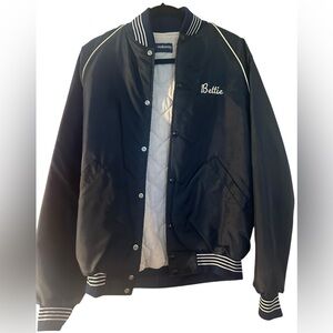 Vintage Blue Holloway Button Up Bomber Jacket “Bettie” size M